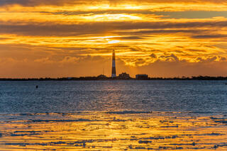 Icy Fire Island Lighthouse sunrise.
