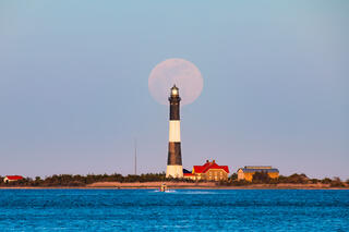 Supermoon over the Fire Island Lighthouse.